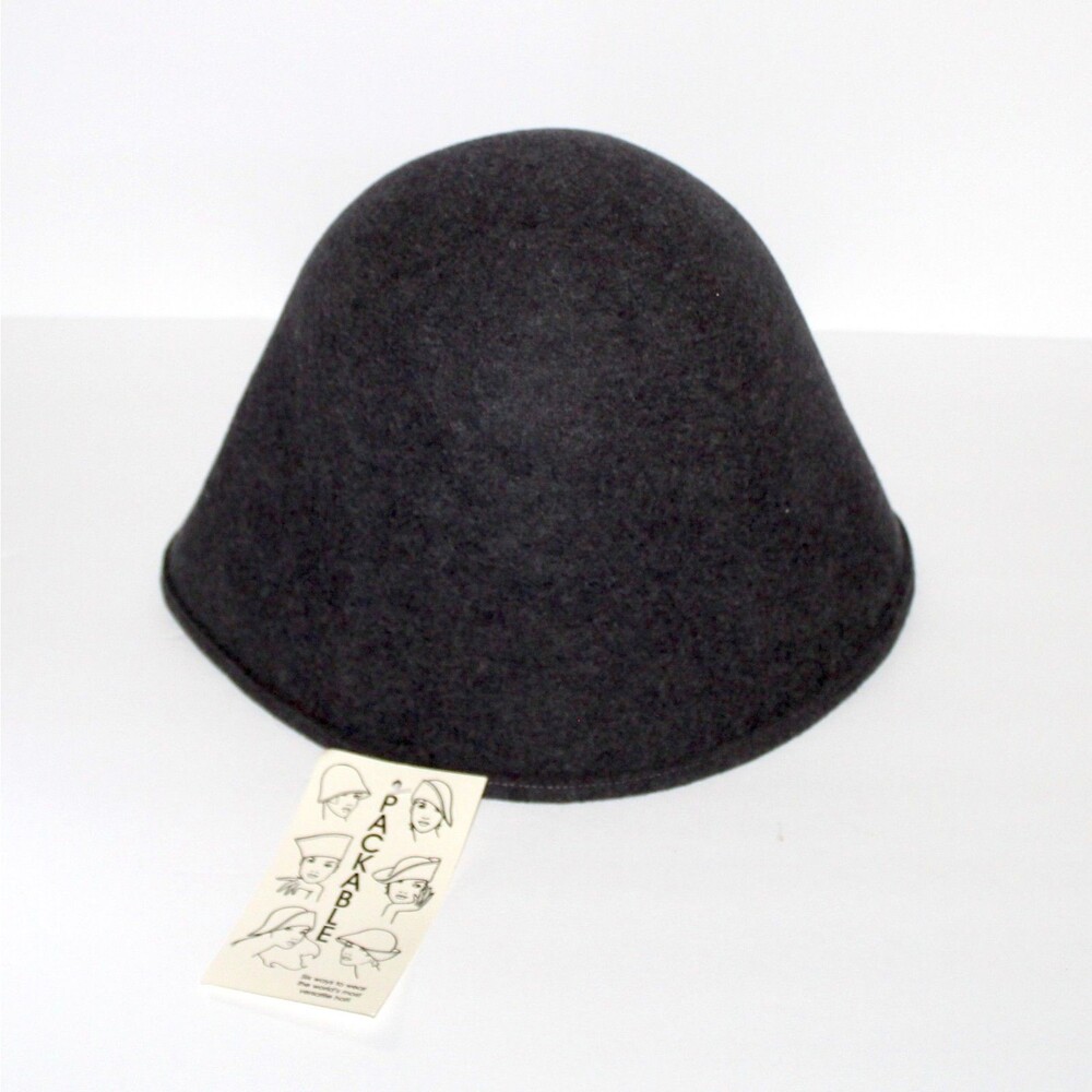 Packable Six Ways Hat Toucan Collection Women Gray Wool Felt NEW